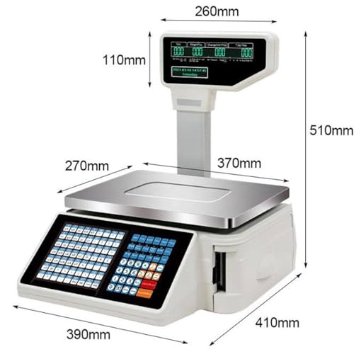 Dual Display Counting Scale,Label Printing Scales,Cash Register Scale,Price Computing Scale,30Kg Digital Barcode Scales,for Supermarket/Retail Machine+cashbox
