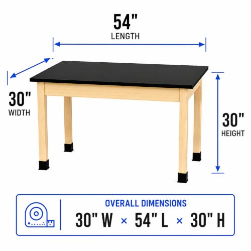 Learniture by Diversified Woodcrafts Science Lab Table, Chemical-Resistant Laboratory Table with Black High-Pressure Laminate Top, Solid Maple Legs, STEM Classroom, Science Lab & Workshop Furniture