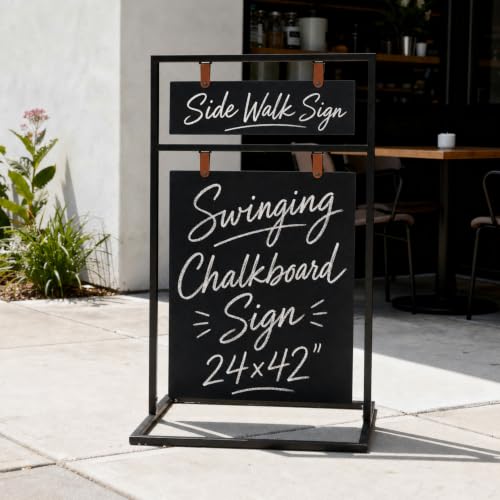 Ilyapa Twin Metal A Frame Sign, Chalkboard Sidewalk Sign - 24x42 in