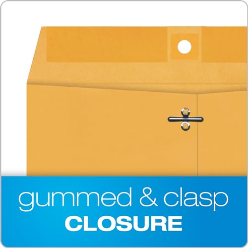 Quality Park 9 x 12 Clasp Envelopes with Deeply Gummed Flaps, Great for Filing, Storing or Mailing Documents, 28 lb Brown Kraft, 250 per Box (37590)