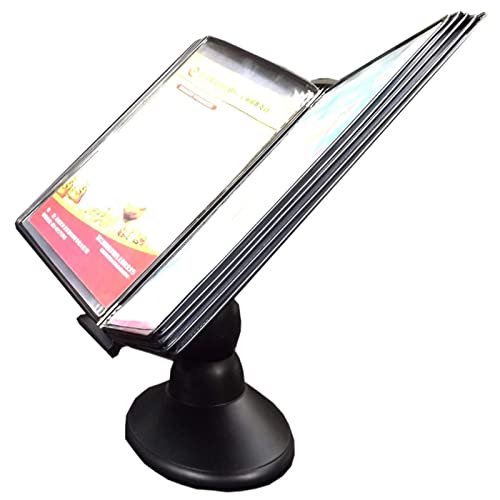 EliteBloom Desktop Reference Organizer - Desktop Document Holder 10 Display Pockets Black Base Adjustable Desk Flip Fi,
