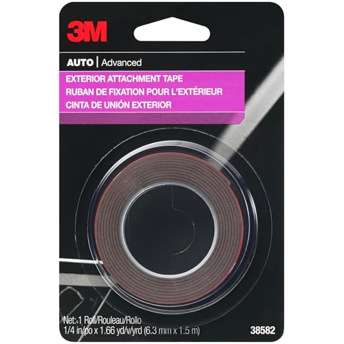 3M Auto Exterior Attachment Tape, 1/4 in x 5 ft, Heavy Duty Double-Sided Automotive Tape for Car Trim, Moldings, Emblems, and Badges (Pack of 24, 38582)