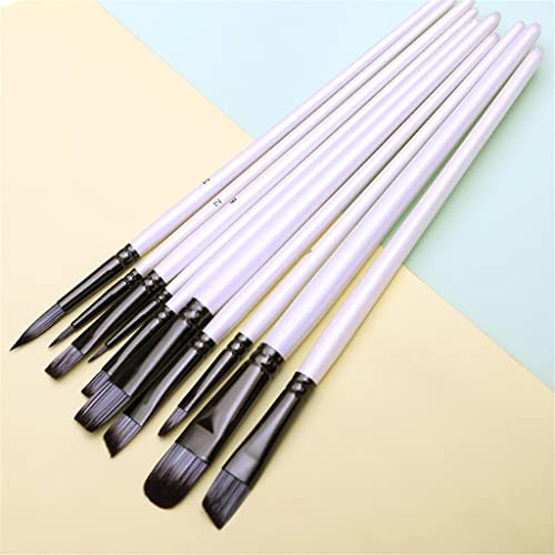 UOHLCX HBJWOV Paint Brushes Set for Art Acrylic Gouache Oil Watercolor Artist Canvas Synthetic Nylon Tips 10 Pack