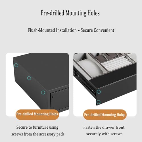 OGMOYT Steel Password Drawer Safe Built-in Jewelry Trays for Necklaces Rings Watches Storage Hidden Quick Access Home Safe for Valuables,480Mm