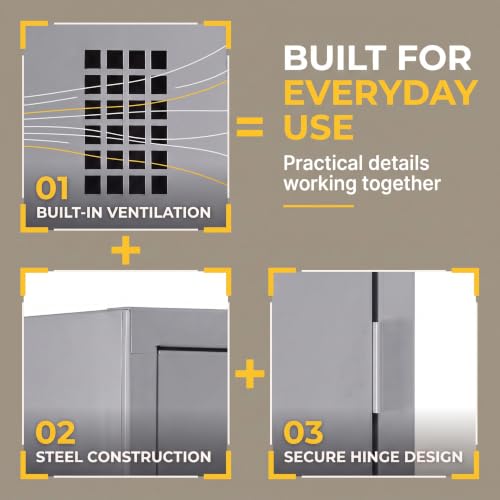 SunSierra 12” x 12” x 78” Single 1 Door Metal Locker - Grey Freestanding Steel Cabinet with Ventilated Lockable Compartments for Employee Storage, Breakroom, Gym, Office and School