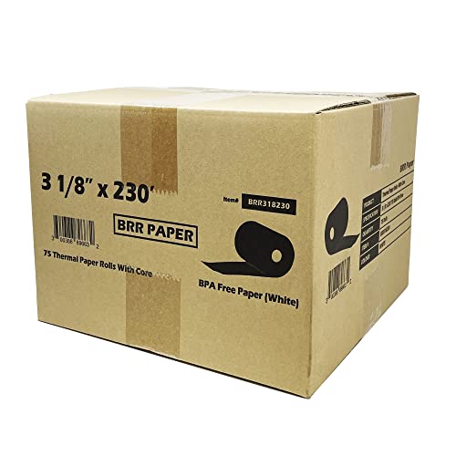 (75 Rolls – 55 GSM) 3 1/8 x 230 Thermal Paper Receipt Rolls fits all POS Cash Register Printers Star Micronics SCP700 TSP100 TSP300 TSP400 TSP500 TSP600 TSP 700 TSP2000 CT S300 from BuyRegisterRolls