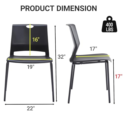 Sidanli 12 Pack Stacking Office Chairs, Scratch Free Structure, Black