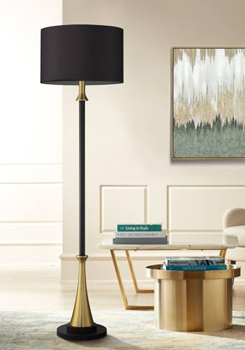 Possini Euro Design Burbank 70" Tall Floor Lamp with Black Shade and Dimmer