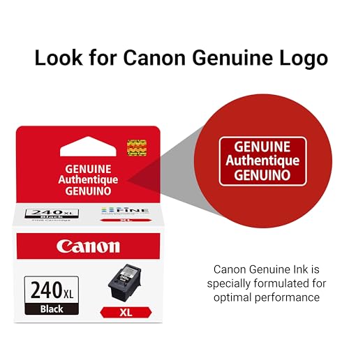 Canon PG-240 XL Genuine Black Ink Cartridge, Compatible with MG2120/3120/4120, MX512/432/472/372/392/522/532/452, MG2220/3220/4220/3520/3620, TS5120