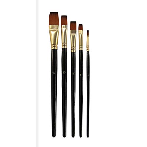 HBJWOV Artist Paint Brush Set 5Pcs Nylon Hair Wood Black Handle Watercolor Acrylic Oil Brush Painting Art Supplies(Black)