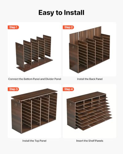 VEVOR Wood Literature Organizer 36 Compartments Office Mailboxes Brown | Countertop Literature Sorter for Files Documents Papers, with Adjustable Shelves, for Office, Home, Classroom Organization