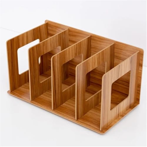 File Organizer Desktop Shelf Student Book Stand Bookshelf CD Rack Wooden DVD Office Organizers Desk