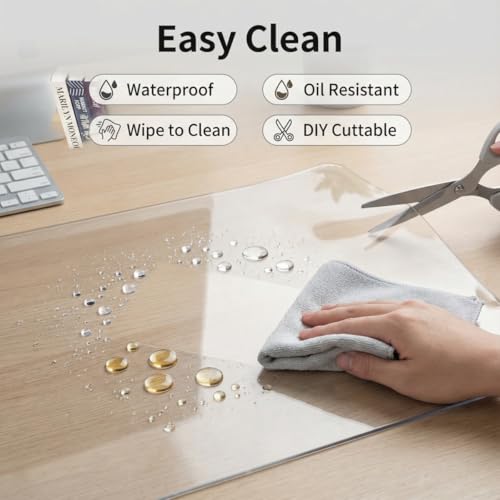 ACFBGFV Clear Desk Protector Pad Blotters 27x60 in Plastic Desktopper Writing Surface Cover Desk Mat Mouse Pad for Office Home Laptop Computer Tabletop Keyboard Mat Easy Clean Waterproof 2.5 mm