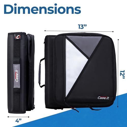 Case-it School Zipper Binder | 2" O-Rings | 350-Sheet | LT-007 Jet Black