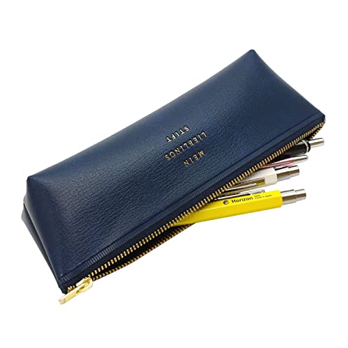 HIGHTIDE GP073 Zipper Pen Case, Classic, Navy, 8.1 x 2.4 x 1.8 inches (205 x 60 x 46 mm)