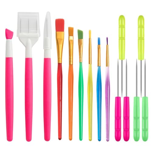 QVEZPRYX Clay Tools 15-piece Set of Graffiti Paintbrush Coffee Carving Needle DIY Sugar Cube Decorative