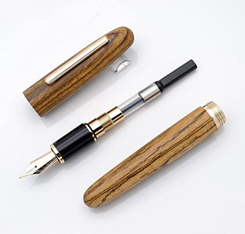 USZWBY Wood Body Fountain Pen Fine Nib Stunning Luxury Calligraphy Pen Writing Pens for Men and Women Professional Lacquer Pen（C F Nib）