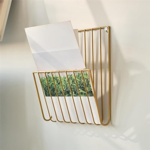 File Organizer Magazine Rack Wall Mounted File Holder Iron Mail Organizer Newspaper for Letters Folders Desk(Black)