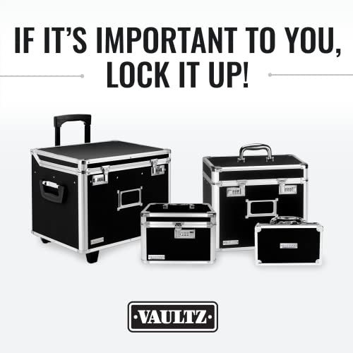 Vaultz Locking File Organizer Box - 13.5 x 13.25 x 10.5 Inch Large, Portable Locking Storage Box for Filing Letters & Documents w/Combination Lock, Black