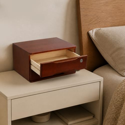 Wooden Desk Organizer with Drawers and Lock, Desktop Storage Cabinet,Drawer Organizer Desktop Drawer Wooden Storage Box for Home office Supplies (Walnut, 2Tier)