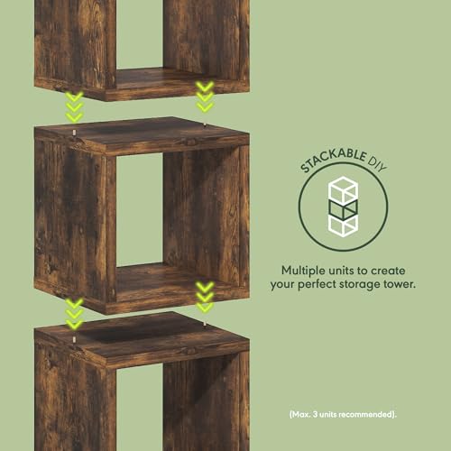 Furinno Cubicle Book Shelf, Stackable Bookshelf, Cube Storage Organizer Bookcase with Open Back, Extra Thick, 15.8" x 15.8" x 14.6", for Living Room, Bedroom, Home Office, Amber Pine