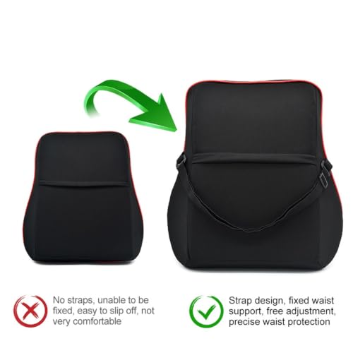 SamLng Memory Foam Car Seat Pillow Set, Neck Headrest Lumbar Back Support Cushion(Black Red Set-1)