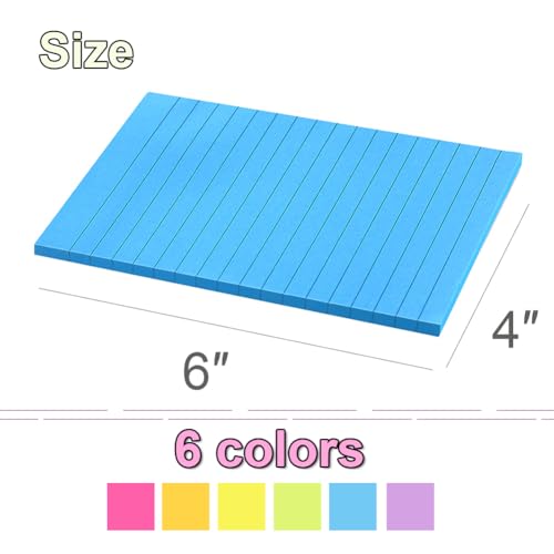 (36 Pack) Lined Sticky Notes 4x6 in,Bright Large Notepads with Lines