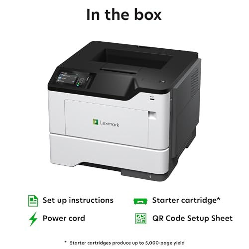 Lexmark MS631dw Monochrome Laser, Duplex (2-Sided) Printing: Integrated Duplex, Print Speed: Up to 50 ppm, Energy Star, 2.8 inch (7.2 cm) Color Touch Screen (38S0400)