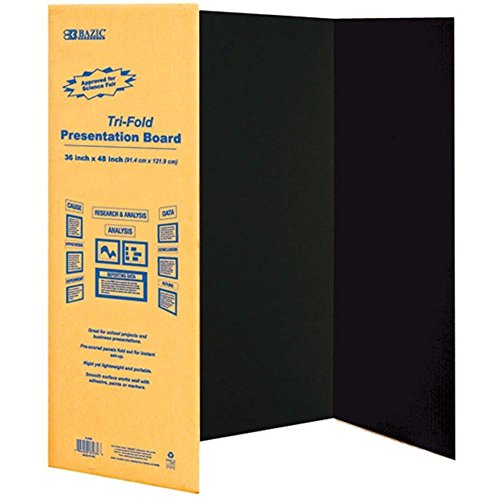 BAZIC Products Black Tri-Fold Poster Board, 36 x 48 in, 4-Pack
