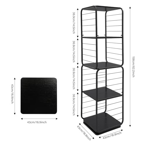 EDUJUAN 4 Tier Rotating Bookshelf 360 Degree Spinning Organizer Rack
