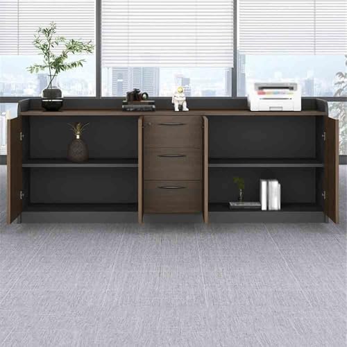 YXIANG56Q Filing Cabinet Three Doors Three Drawers Office Storage Low Cabinet File Wooden with Handle Storage Data Storage Cabinet(Brown)