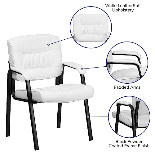 Flash Furniture LeatherSoft Reception Chair, White/Black