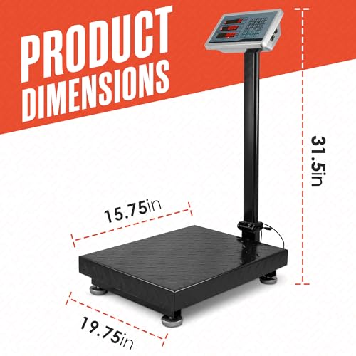 Industrial Scale, Shipping, Packages, Platform, Black, 600 LB