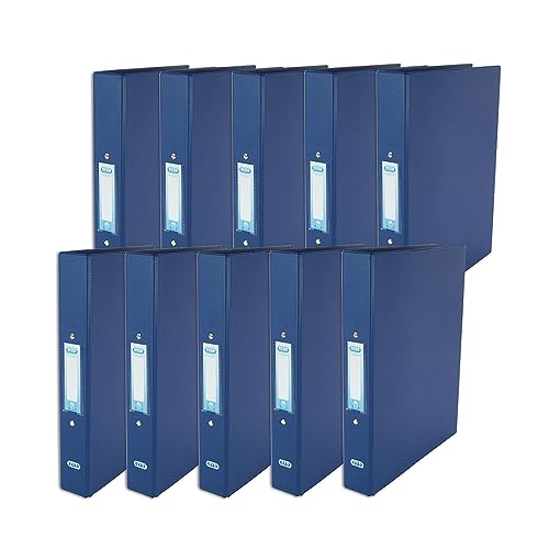 Elba A4 Ring Binders, 25 mm Capacity, 2 O-Ring, Plastic on Board, Blue, Pack of 10