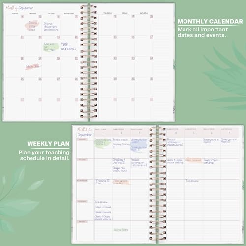 PLANBERRY Teacher Planner, Undated Lesson Plans, Homeschool Natural Green
