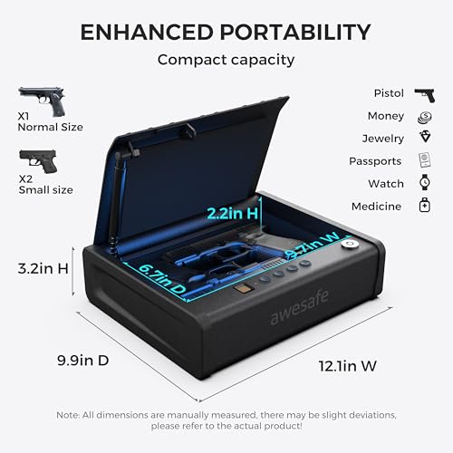 awesafe Biometric Gun Safe, Pistol Safe with Fingerprint Digital PIN Key