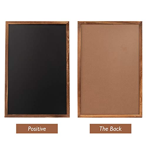Board2by Rustic Wood Framed Magnetic Chalkboard 24 x 36, Large Hanging Chalk Board Sign for Kids, Non-Porous Wall Blackboard for Wedding Kitchen Restaurant Menu and Home with 4 Unique Magnets, Brown
