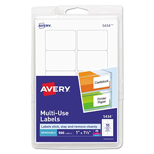 Avery Removable Self-Adhesive Multi-Use ID Labels LABEL,1X1.5,500/PK,WHT CB051A#B1H (Pack of20)