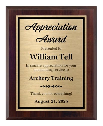 Appreciation Award Plaque Customizable 8x10 - Personalized Awards and Trophies for Employee Recognition - Custom Plaques with Your Text - Customize Now!
