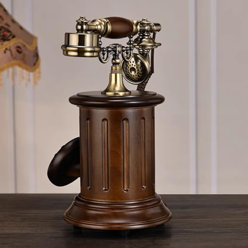 Landline Phone,Retro Corded,Vintage Telephone,Classic Wood Antique Push-Button,Home Office