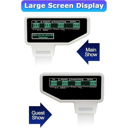 Memykoy Digital Price Label Printing Scale,Electronic Barcode Weighing Scale Cash Register with Receipt Printer,63 Shortcut Keys Commercial Scale,Double-Sided LCD Display, for Shop Machine+Scanner