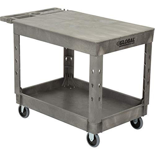 Global Industrial Flat Top Utility Cart with 2 Shelves & Storage Handle,