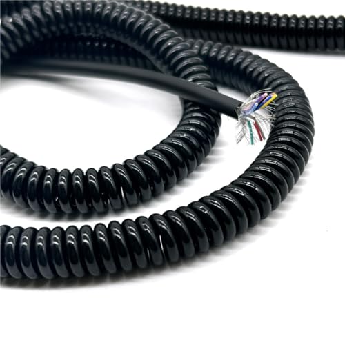 9 Core Coiled Curly Mains Flex Cable Spring Stretch 5 Meters 16ft