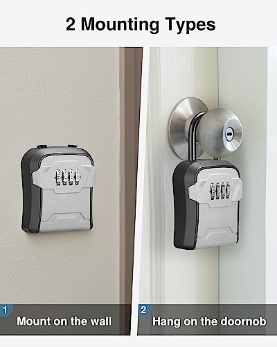 Puroma Key Lock Box for House Keys Combination Lockbox with Code, 4 Gray