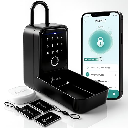 Matrix II Smart Key Lock Box by LINKSTYLE — Includes WiFi Hub (2.4GHz wi-fi only) for Remote Access, Waterproof, Wall mountable, 5-Unlock Modes, for Airbnb, Realtors, Hotels, Car Rentals
