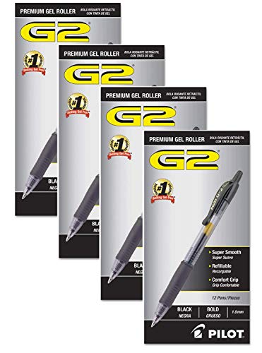 PILOT G2 Retractable Premium Gel Ink Roller Ball Pens Ultra Fine (48 Pack, Black)