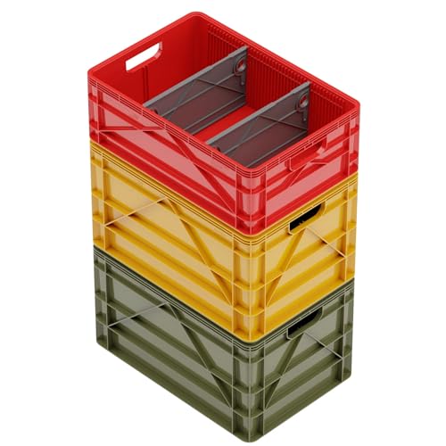 SIDIO Basic Pack, Heavy Duty Stackable Storage Bins with Dividers, Utility