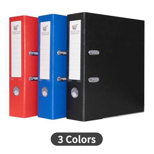 A4 Lever Arch Files 18 Pack Assorted Colors (Black Red Blue) Durable Plastic on Board, Locking Mechanism, Replaceable Spine Labels, Ring Binder, Office File Organizer (18 Pack)