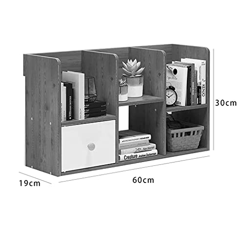 UINGBPXT Bookcase Creativity Wood Desktop Bookshelf with Removable Drawer Display Shelf Rack Freestanding Desktop Organizer for Storage Office High Capacity, 60*19*30cm