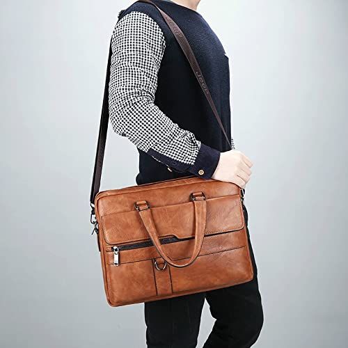 SIDUFHAOPKLL Men's Business Briefcases PU Leather Shoulder Messenger Bags Travel Handbag Male Laptop Bag